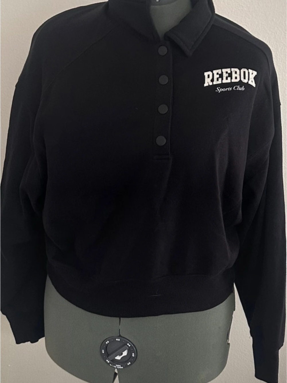 Reebok Black Sports Club Pullover Polo Sweatshirt